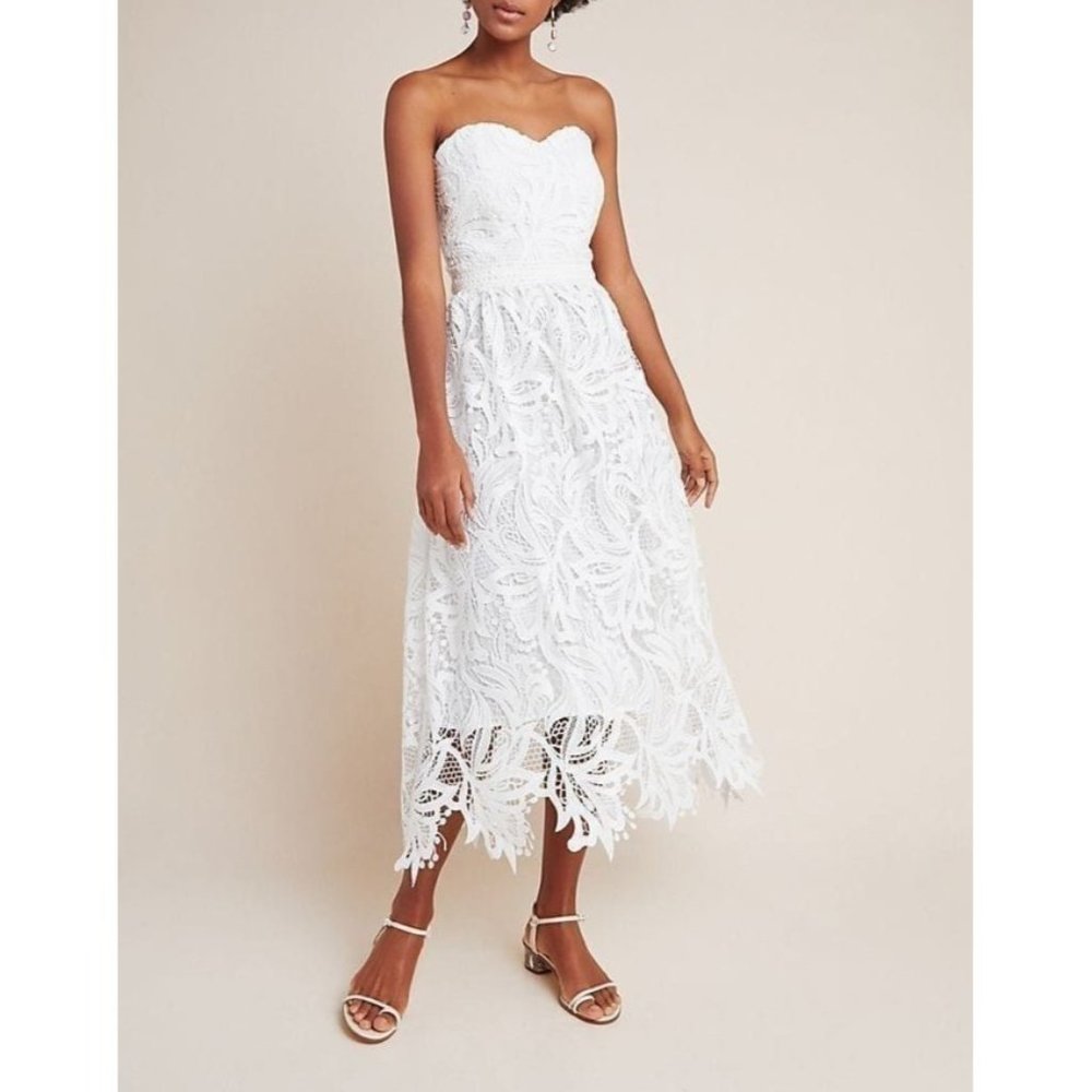Shoshanna NWT White Strapless Dress Eyelet Crochet Lace 2